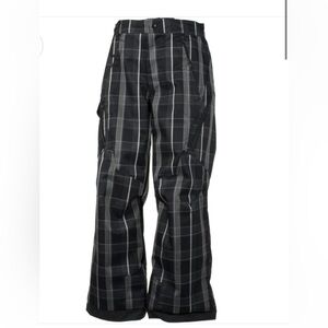 Obermeyer Kids Black Plaid Y Pike cargo ski bibs / snow board pants